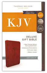 KJV NELSON DELUXE GIFT BIBLE, COMFORT PRINT, AUBURN LEATHERSOFT