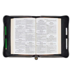 Be Still Majestic Valley Charcoal Faux Leather Classic Bible Cover Medium - Psalm 46:10