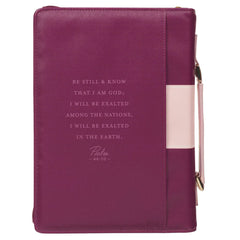 Be Still and Know Pearlescent Plum Fashion Bible Cover Medium - Psalm 46:10