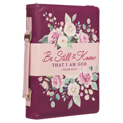 Be Still and Know Pearlescent Plum Fashion Bible Cover Medium - Psalm 46:10